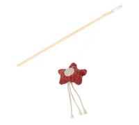 POPETPOP Canne à Pêche pour Chat en Bois, Interactif Intérieur Rouge | Bâtonnet à Pendentif Étoile, Jeu Sûr sous Supervision, pour Chats et Chatons, Style Unique
