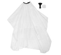 POPETPOP Cape de Coiffure Blanche Jetable 1 Pièce avec Brosse Noire et Bandeau Protège-Nuque Imperméable pour Salon de Coiffure Kit Professionnel D’Outil Homme et Femme Entretien Facile et