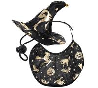POPETPOP Cape de Sorcier Halloween pour Petit Chien et Chat en Peluche Noire, Facile à Enfiler Col Ajustable, pour Fête et Séance Photo