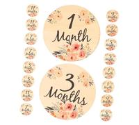 POPETPOP Cartes en Bois Étapes Mensuelles de Bébé Ensemble de 18 Pièces Disques et Panneaux en Bois Naturel pour Jalons de Croissance pour Séances Photo et Décoration de Chambre de -Né