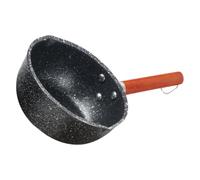 POPETPOP Casserole Antiadhésive en Fer et Hêtre Noir, Pot à Lait Multifonctionnel Compatible Gaz pour 1-2 Personnes, pour Œufs Brouillés et Barbecue
