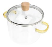 POPETPOP Casserole en Verre 1600 Ml avec Couvercle et Double Poignée Pot de Cuisson Transparent Résistant au Feu pour Gaz Ustensile Cuisine Multifonction pour Soupes Mijotés et