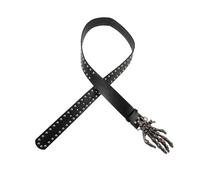 POPETPOP Ceinture Cloutée Punk en Similicuir Noir Boucle Main Squelette, Ajustable et Polyvalente pour Street Fashion et Style Rock Unisexe