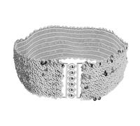 POPETPOP Ceinture Large Élastique à Paillettes Argentée pour Femme Ceinture Extensible Confortable pour Robe Style Fashion Maintien Ajustable pour Toutes