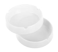 POPETPOP Cendrier en Plastique Blanc, Lot de 2 Peu Profondes, Résistant aux Chocs, Usage Domestique et Extérieur