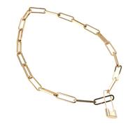 POPETPOP Chaîne De Cou Rétro Dorée Pendentif Cadenas Acier Inoxydable Solide Femme Vintage Bijoux Style Ancien