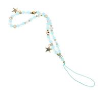 POPETPOP Chaîne pour Téléphone Portable Chic Pendentif Étoile à Cinq Branches en Cristal Bleu, Dragonne à Breloques Facile à Installer pour Femmes et Filles