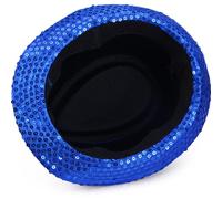 POPETPOP Chapeau à Paillettes Accessoire de Costume de Magicien et Performance en Satin 2 Pièces pour Adultes Bleu Style Masque pour Fête Halloween et Spectacle
