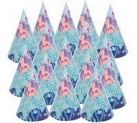 POPETPOP Chapeau d'Anniversaire Sirène 16 Cornet en Papier pour Fête Garçon et Filles Accessoires Animation Anniversaire Fille Décoration Princesse