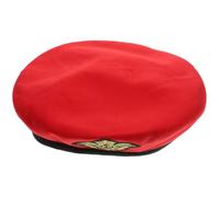 POPETPOP Chapeau de Capitaine en Tissu Imitation Laine Rouge Écusson Aigle Béret Marin Cosplay pour Fête Costumée et Soirée à Thème Accessoire Léger et Respirant pour Costume de Marin