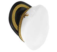 POPETPOP Chapeau De Capitaine Marin Blanc Polyester, Brodé, Costume Homme, Chapeau De Fête Nautique, Accessoire Cosplay, Taille Unique, Usage Voyage Et Fête