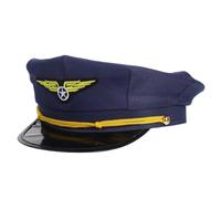 POPETPOP Chapeau de Pilote Octogonal en Polyester Confortable et Réutilisable pour Hommes et Femmes, Accessoire de Costume Stylé pour Fêtes à Thème Aviation