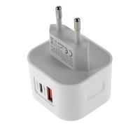 POPETPOP Chargeur Téléphone Portable Double Port USB Charge Rapide avec Technologie Flash Adaptateur Sécurisé Surtensions Multitâche et Usage Familial Blanc Européen
