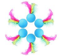 POPETPOP Chat Balle Jouets avec des Plumes Interactif Éponge de Golf Balles Assorties Chaton Squeaky Chassant Jouet Pack de