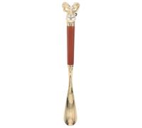 POPETPOP Chausse-pied Marron Long 32cm, en Alliage de Zinc et Bois | Portable, Pliable pour Voyage, Usage Seniors et Femmes Enceintes, Forme Mouton, Haute Résistance