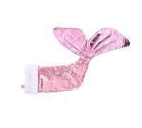 POPETPOP Chaussettes Suspendues Queue de à Paillettes Rose Doublure Fausse Fourrure Blanche Décoration de Noël Festive pour Adultes et Garçon et Pendentif Suspendu pour Sapin et