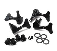 POPETPOP Chevilles D'accordage de Basse 4 Pièces 2l2r en Alliage de Zinc Noir avec Vis D'assemblage et Bagues pour Basse Acoustique et Électrique 4 Cordes Facile à Installer