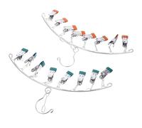 POPETPOP Cintres à Pinces Multiples en Acier Inoxydable Lot de 2 Crochet Robuste pour Séchage en Buanderie et Balcon, Gain de Place pour Chaussettes et sous-Vêtements