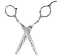 POPETPOP Ciseaux à Deux Faces Professionnels 17 Cm en Acier Inoxydable pour Effilage et Coupe de Cheveux, Ciseaux de Coiffure pour Salon et Usage Domestique, Outil de Coupe Style Aléatoire