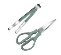 POPETPOP Ciseaux Cuisine Multifonctionnels Pour Barbecue 2 Pièces En Acier Inoxydable Vert Kit De Ciseaux à Aliments Et Pince Pratique Pour Préparation Repas Maison