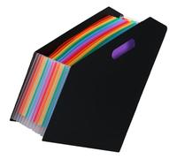 POPETPOP Classeur Accordéon Noir Grosse Capacité en Plastique, Résistant la Déformation, Design Simple et Élégant, pour Bureau et École