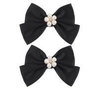 POPETPOP Clips à Chaussures Légers et Raffinés à Nœud Élégants en Tissu et Métal Noir 1 Paire pour Décoration de Chaussures Lors de Banquets et Réunions