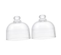 POPETPOP Cloche à Gâteau en Verre Transparent 10 Cm de Diamètre, Dôme Anti-poussière Semi-sphérique, Couvercle Alimentaire Multifonctionnel pour Dessert et Présentation, Lot de 2 Pièces,