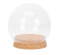 POPETPOP Cloche Sphérique en Verre Clair 5,1 Pouces avec Base en Liège | Dôme Transparent, Surface Lisse, Protection Stable et Légère, pour Bouquet de Mariage et Souvenir