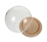 POPETPOP Cloche Verre Transparente Ronde avec Socle Protection Antipuces pour Fleurs et Figurines Argile Exposition Décoratif pour Bureau