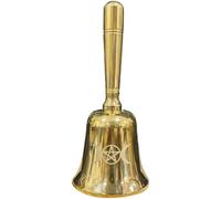 POPETPOP Clochette Rituelle à Main en Laiton, Mini Cloche Sorcière Pentagramme Trois Phases, Accessoire Décoratif pour Autel Wicca et Cérémonie Rituelle, Décoration Intérieure
