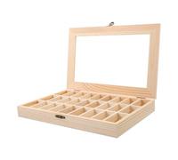 POPETPOP Coffret de Rangement en Bois Beige pour Spécimens Minéraux et Cristaux Compartiments, Usage Polyvalent et Visibilité Claire pour Collections Privées ou Éducatives