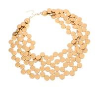 POPETPOP Collier Bohème à Disques Multicouches en Bois pour Femmes | Léger, Confortable et Résistant à Décoloration, Style Boho, Soirées et Escapades en Bord de Mer