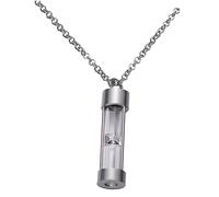 POPETPOP Collier Cendres en Acier Inoxydable avec Pendentif Urne Sablier Transparent, Cadeau Commémoratif pour Famille Et Amis, Livré avec Entonnoir De Remplissage
