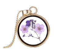 POPETPOP Collier Créatif pour Femme Fleurs Séchées Pendentif en Verre Transparent Violet Chaîne Clavicule Délicate Bijou pour Présent Femme Accessoire Élégant pour Soirées et Fêtes