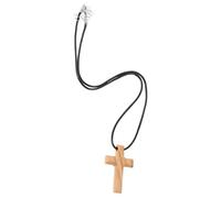 POPETPOP Collier Croix en Bois D'olivier Sculpté Main, Pendentif Religieux Spirituel Unisexe, Bijou de Prière Chrétien Léger et Résistant, Accessoire Religieux pour Usage Quotidien