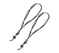 POPETPOP Collier Cuir Viking Homme 2pcs avec Pendentif Dent de Loup Réglable en Alliage Résistant pour Soirées et Voyages Style Tribal Unique