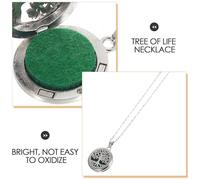 POPETPOP Collier Diffuseur Huiles Essentielles Arbre de Vie Acier Inoxydable avec Coussinets Médaillon Aromathérapie pour Femme
