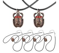 POPETPOP Collier Égyptien Scarabée 6 Pièces en Alliage Rouge Pendentif Vintage Unisexe Accessoire de Cou Artisanal pour Homme et Femme Bijou Égyptien pour Soirée et Présent