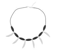 POPETPOP Collier Forme de Dent avec Perles Pendentif Tribal Résine Ajustable Accessoire de Déguisement pour Homme des Cavernes et Thème de Jungle