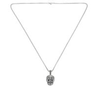 POPETPOP Collier gothique en acier titane avec pendentif tête de mort punk, accessoire de bijouterie pour fête d'Halloween