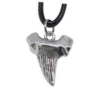 POPETPOP Collier Homme Dent De Loup En Argenté Vieilli Cordon En Cuir Noir Bijoux Punk Pour Plage Et Fêtes Collier Cool Accessoire Pour Hommes