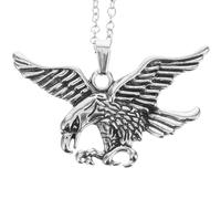 POPETPOP Collier Pendentif Aigle Inoxydable Homme Chaîne Métal Vintage Symbole Liberté Force Succès Style Urbain Hip-hop