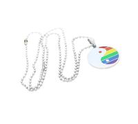 POPETPOP Collier Pendentif Arc-ciel Acier Inoxydable Design Rond Élégant Bijou Mode Cadeau Décoration pour Femme