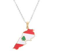 POPETPOP Collier Pendentif Carte Du Liban Acier Inoxydable Or Bijou Unisexe et Confortable Favor Culturel Fait Main pour Femmes et Hommes