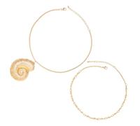 POPETPOP Collier Pendentif Coquillage en Métal Or Élégant, Symbole Coquillage pour Vacances la Plage ou Événement Glamour