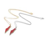 POPETPOP Collier Pendentif Pastèque et Palestine Unisexe, Chaîne Métal Doré et Argenté, Bijoux Légers et Colorés pour Tenue Décontractée et Soirée D'été, Lot 2 Pièces