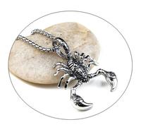 POPETPOP Collier Pendentif Scorpion Acier Titane Rétro Hip Hop Chaîne pour Hommes et Femmes Bijou Créatif