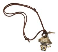 POPETPOP Collier Pendentif Singe Vintage pour Femme, Chaîne de Pull en Cuir Café, Collier Simple, Bijoux Fantaisie Décontractés, Accessoire Mode Quotidien