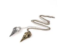 POPETPOP Collier Pendentif Tête de Mort Corbeau en Alliage Argenté, Pack de 2 Pièces, Style Punk Unique et Charmant pour Soirée Halloween en Club