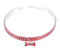 POPETPOP Collier pour Chien en Pierre Rouge Pendentif Forme Os, Boucle Réglable Confortable en Polyester, Accessoire de Luxe pour Balades et Sports Canins